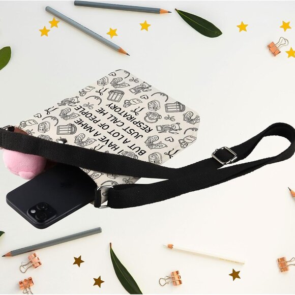 Black Waterproof Canvas Crossbody Bag for Respiratory Nurses - Practical Gift fo - Picture 5 of 8